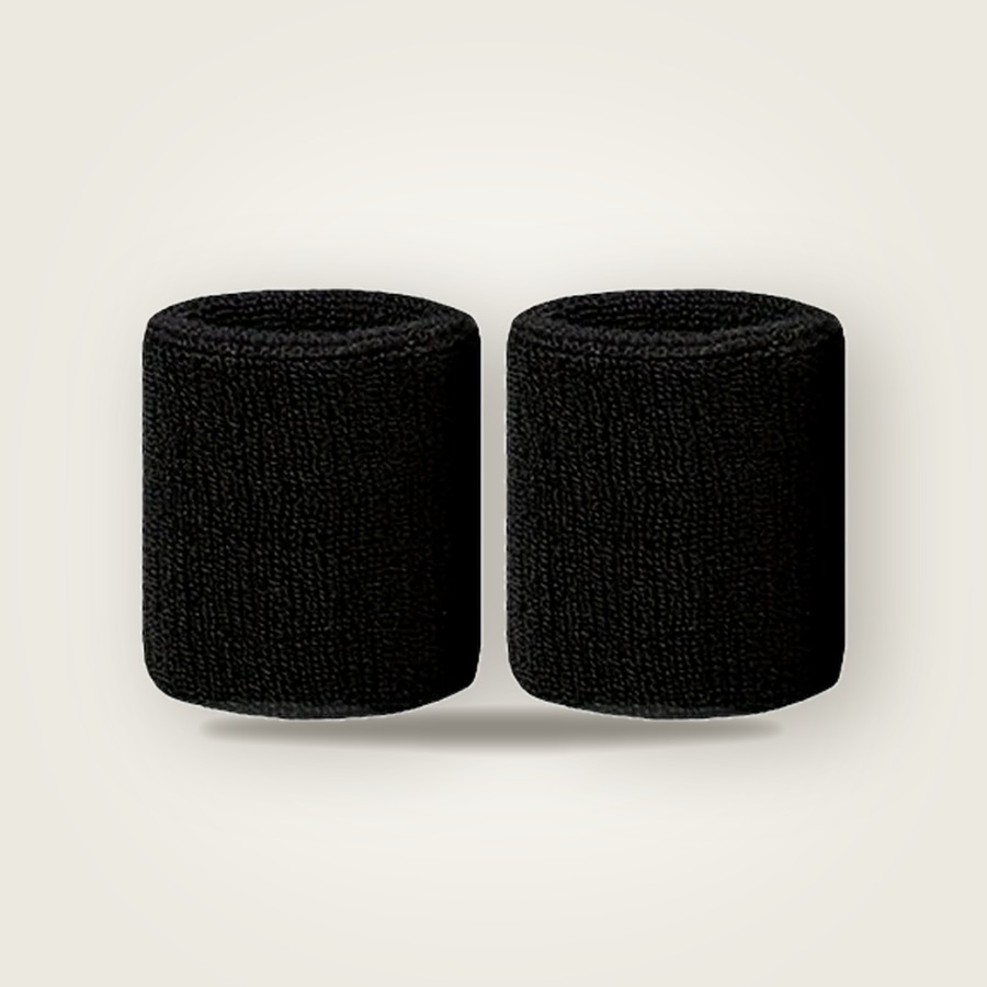 A pair of black terry wristbands